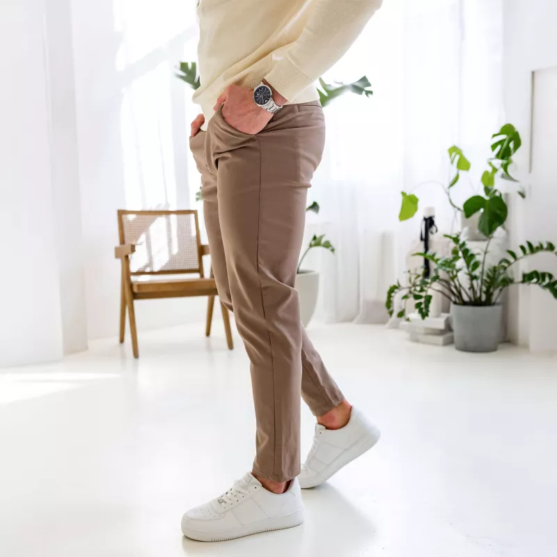 Pantaloni stretch Iron Aesthetics Classy, maro-5