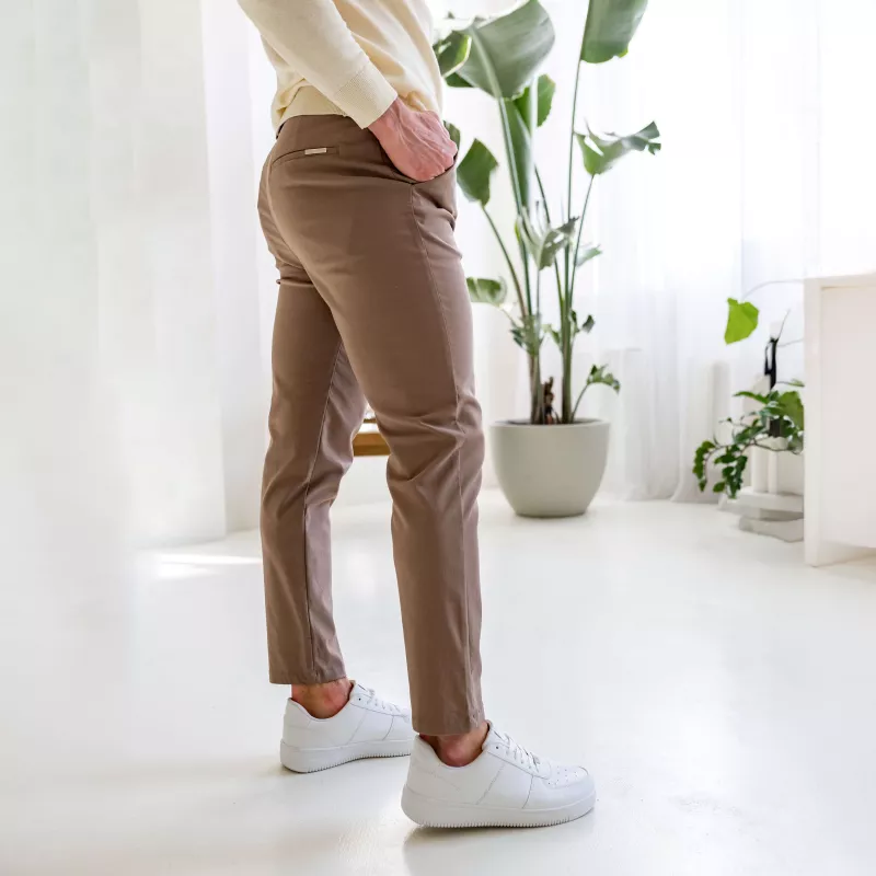 Pantaloni stretch Iron Aesthetics Classy, maro-2
