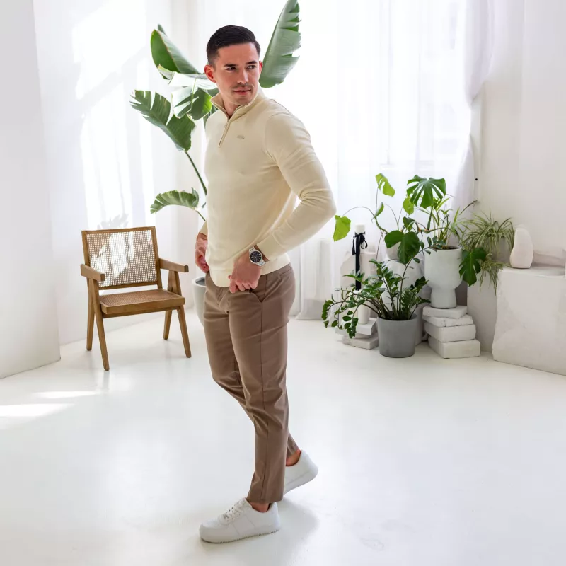 Pantaloni stretch Iron Aesthetics Classy, maro-10