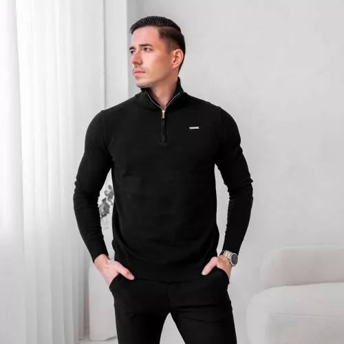 Pulover cu fermoar Tomas, negru