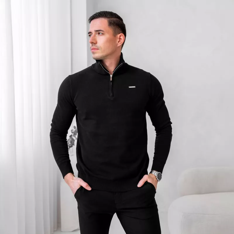 Pulover cu fermoar Iron Aesthetics Tomas, negru-2