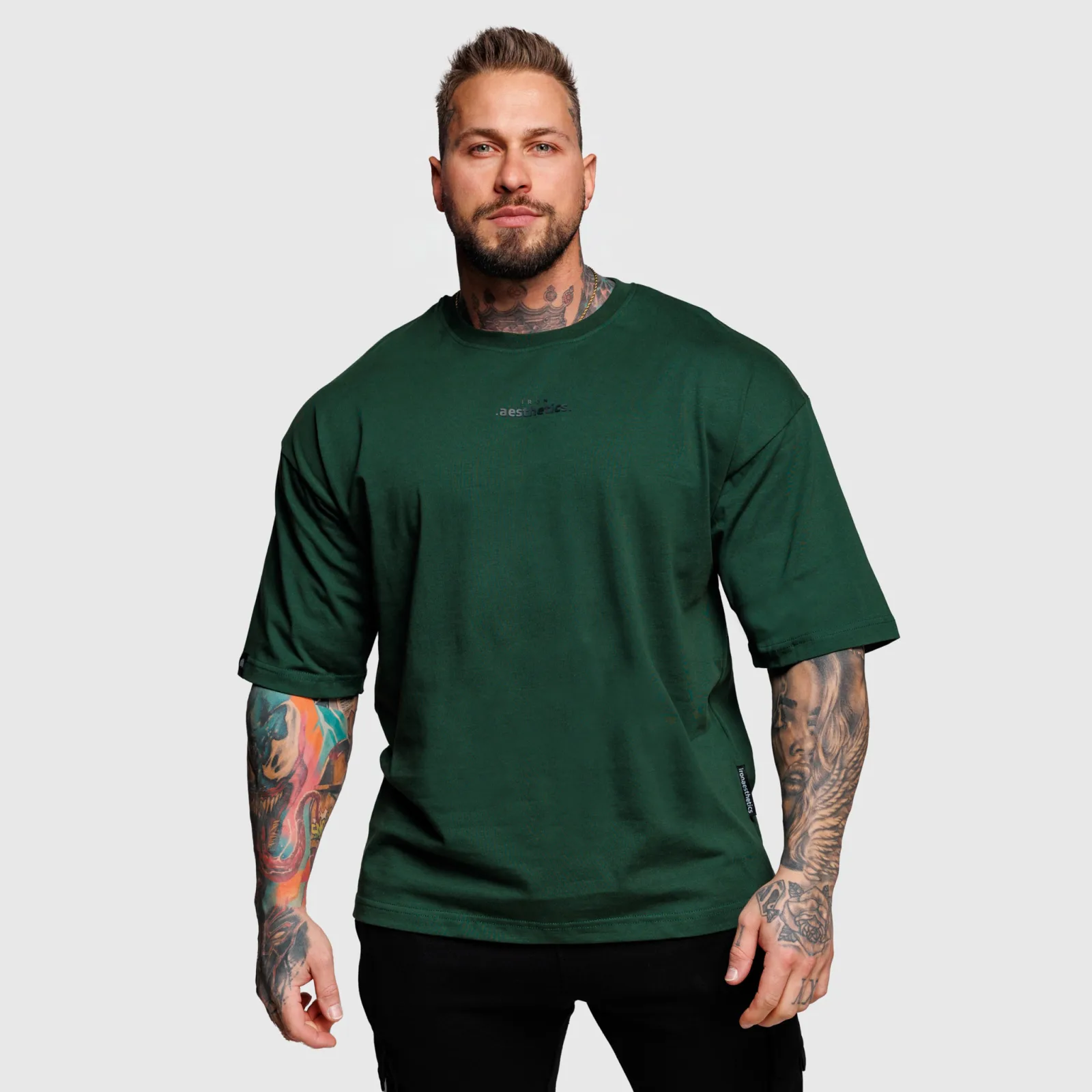 Tricou oversize Iron Aesthetics Major, verde-1