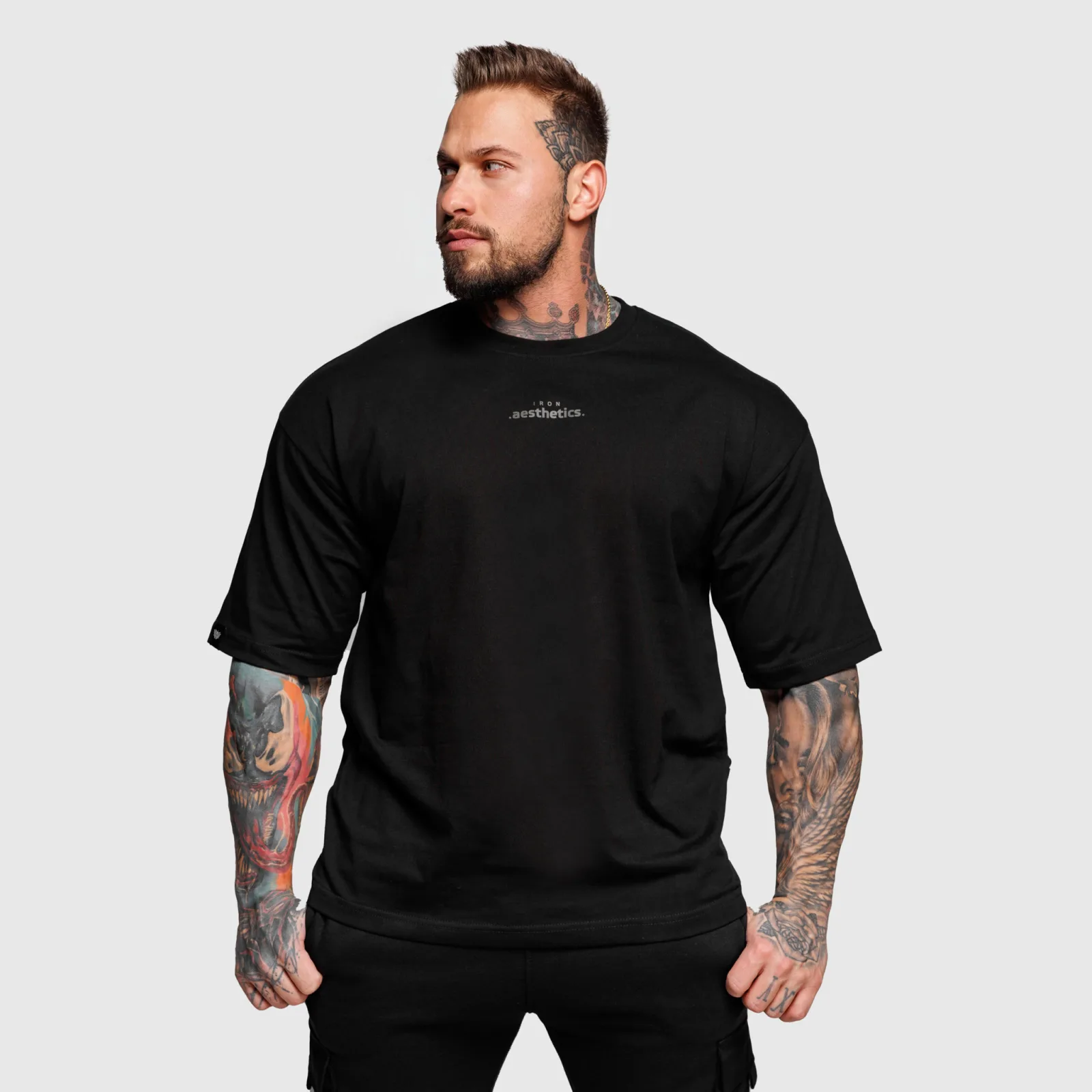 Tricou oversize Iron Aesthetics Major, negru-1