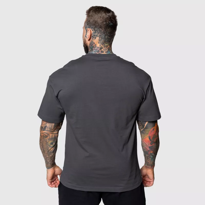Tricou Oversized Iron Aesthetics 3D, gri-5