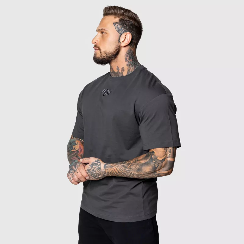 Tricou Oversized Iron Aesthetics 3D, gri-6
