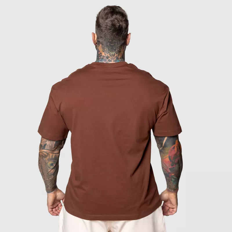 Tricou Oversized Iron Aesthetics 3D, maro-4