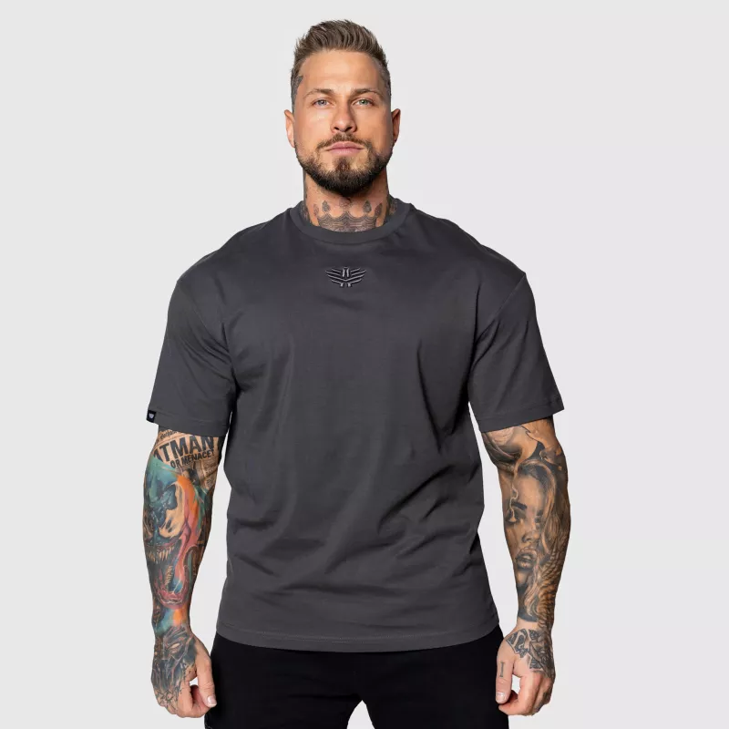 Tricou Oversized Iron Aesthetics 3D, gri-1