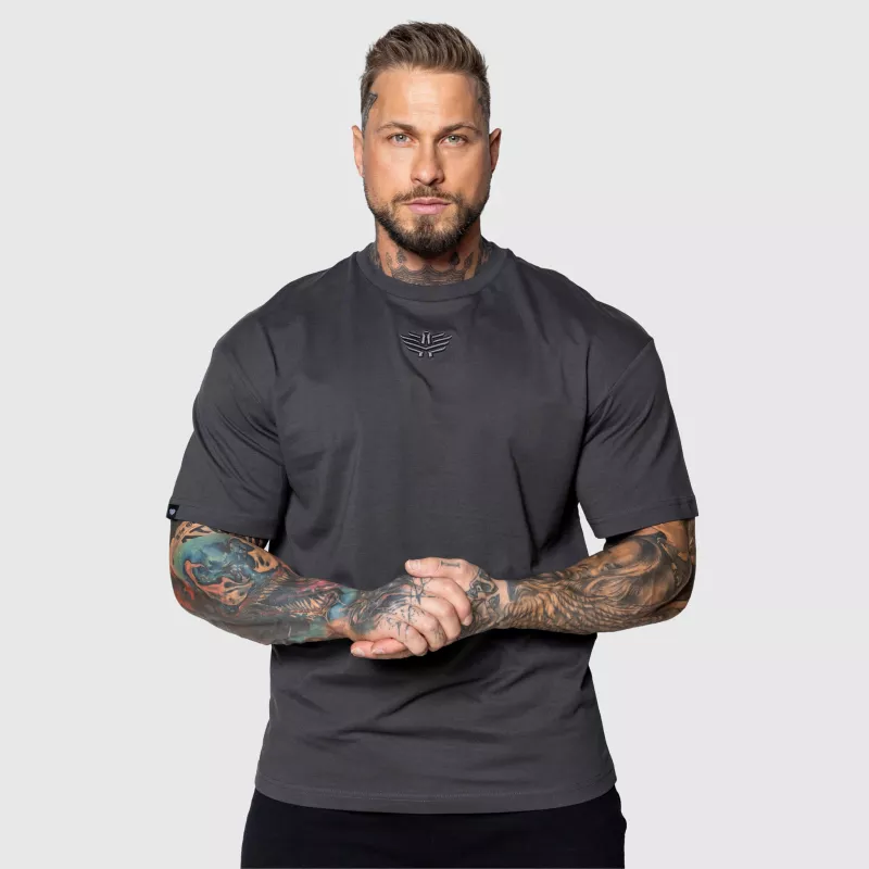 Tricou Oversized Iron Aesthetics 3D, gri-4