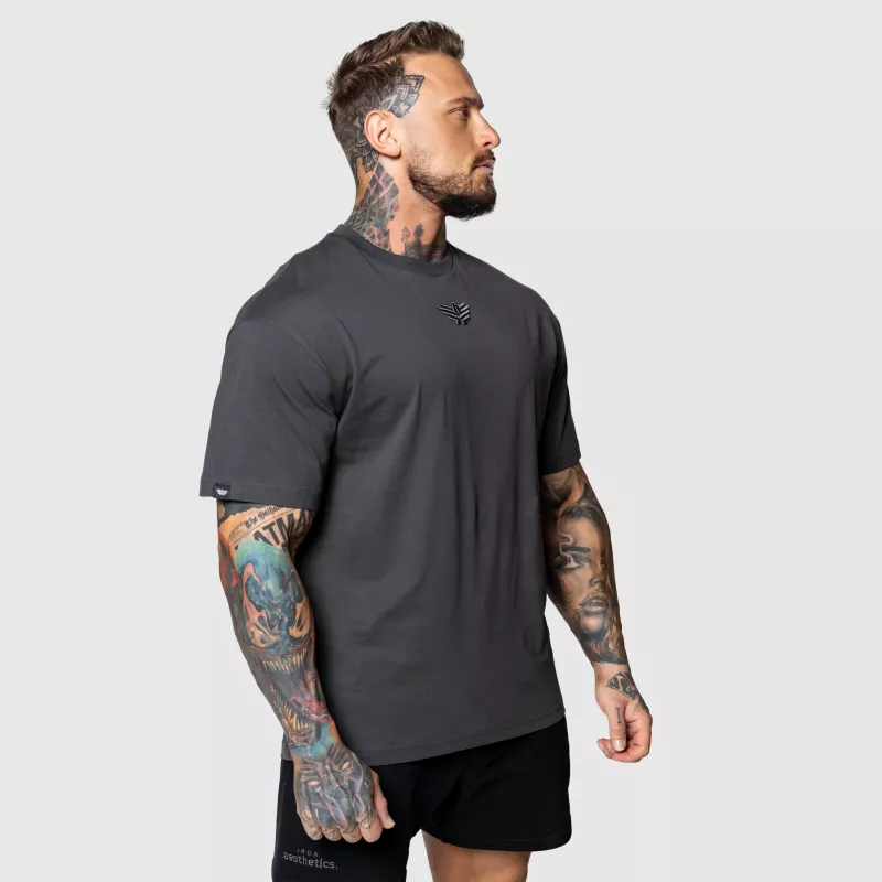 Tricou Oversized Iron Aesthetics 3D, gri-3