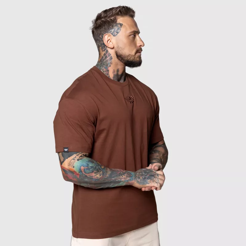 Tricou Oversized Iron Aesthetics 3D, maro-5