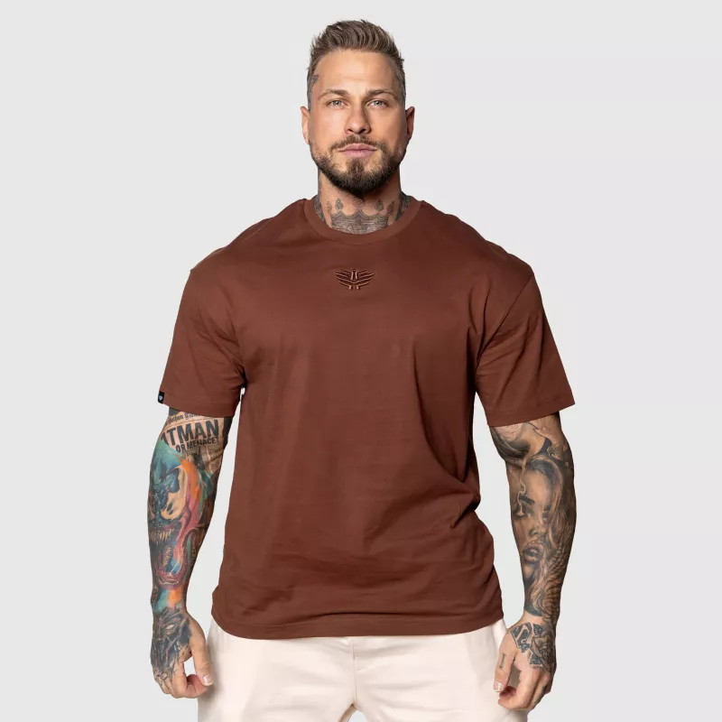 Tricou Oversized Iron Aesthetics 3D, maro-1