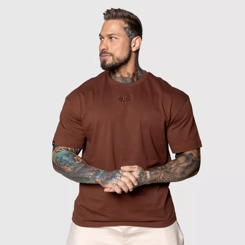 Tricou Oversized Iron Aesthetics 3D, maro-3