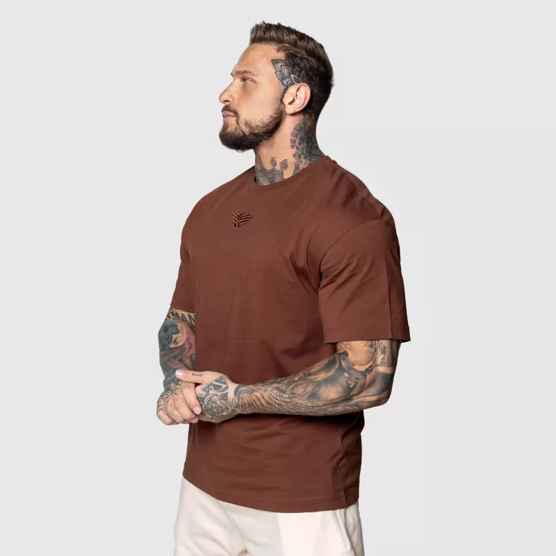 Tricou Oversized Iron Aesthetics 3D, maro-6