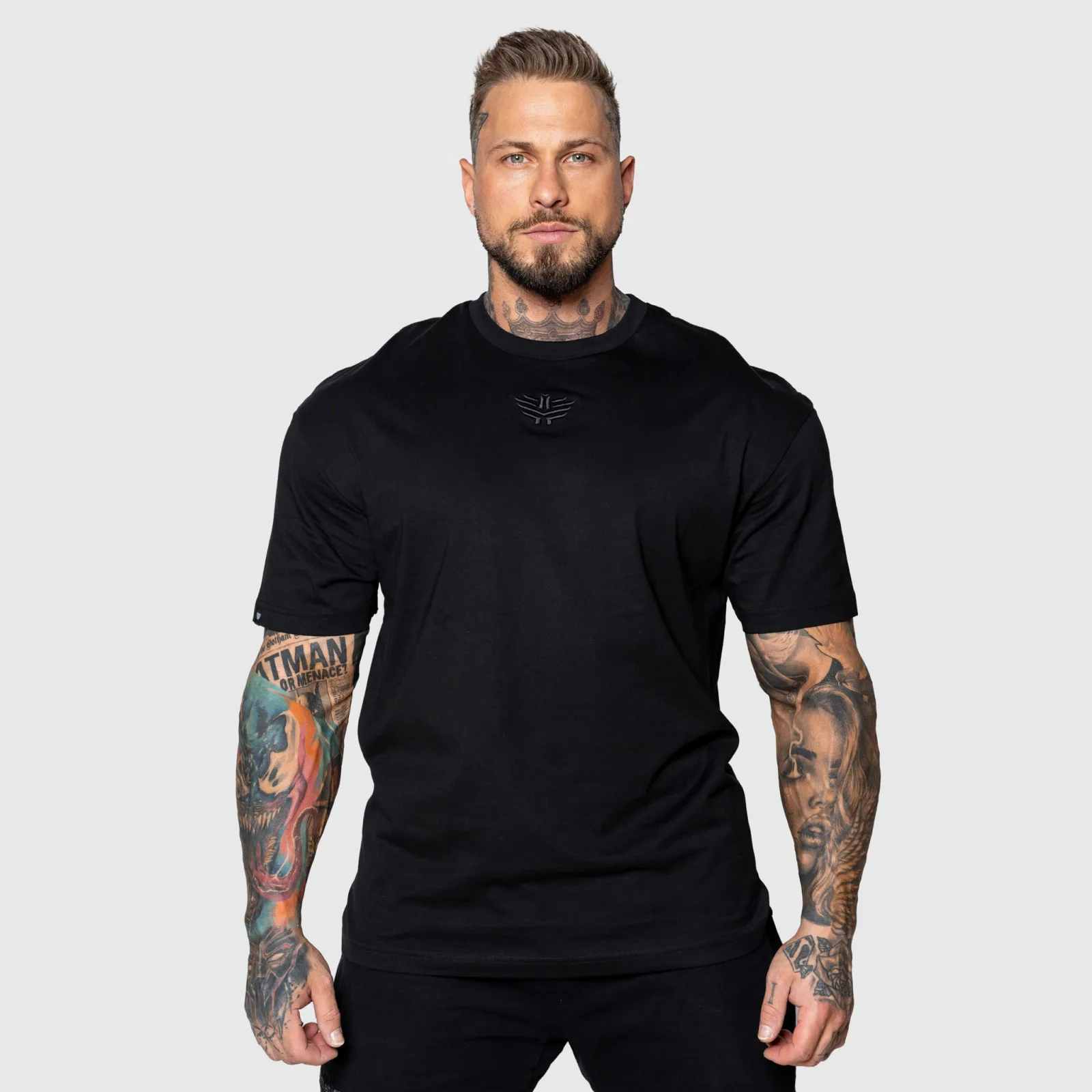 Tricou Oversized Iron Aesthetics 3D, negru-1