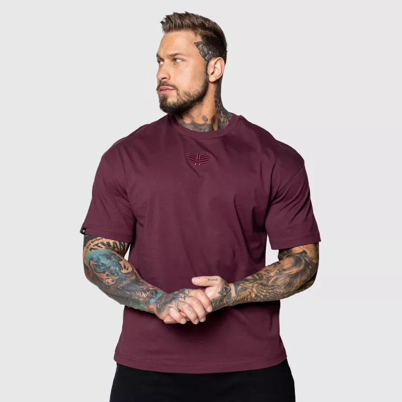 Tricou Oversized Iron Aesthetics 3D, vișiniu-3