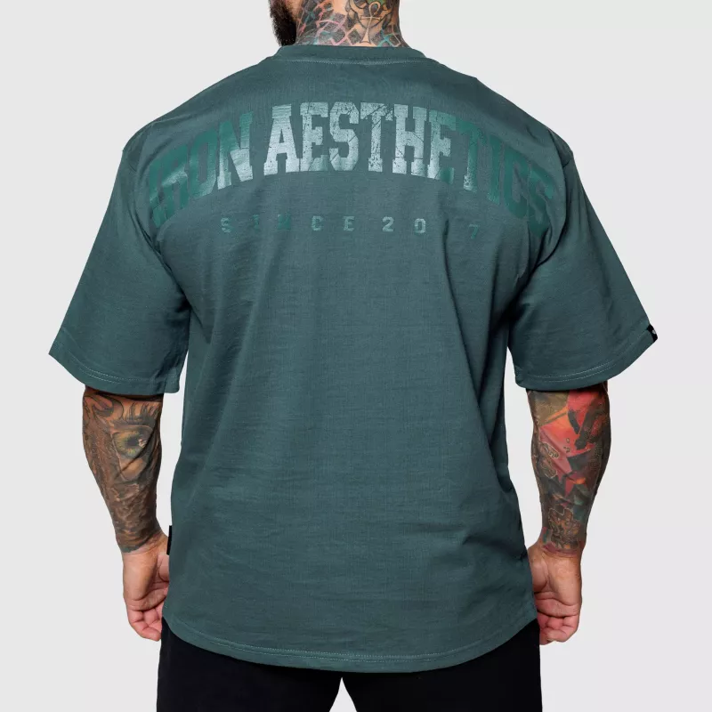 Tricou oversize Iron Aesthetics College, verde-1