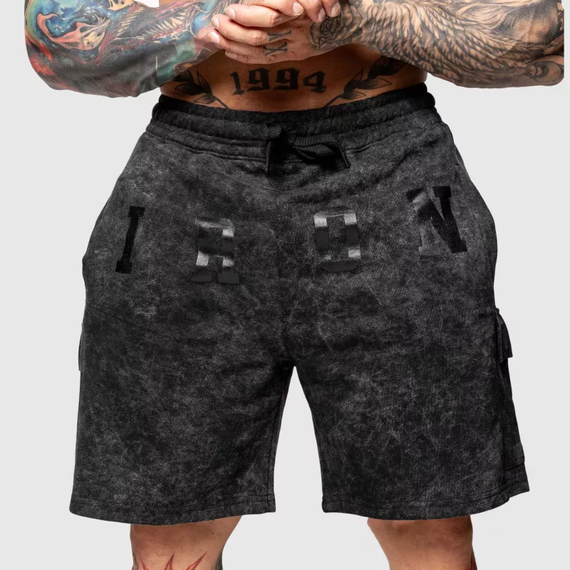 Pantaloni scurți de trening Iron Aesthetics College, washed black-3