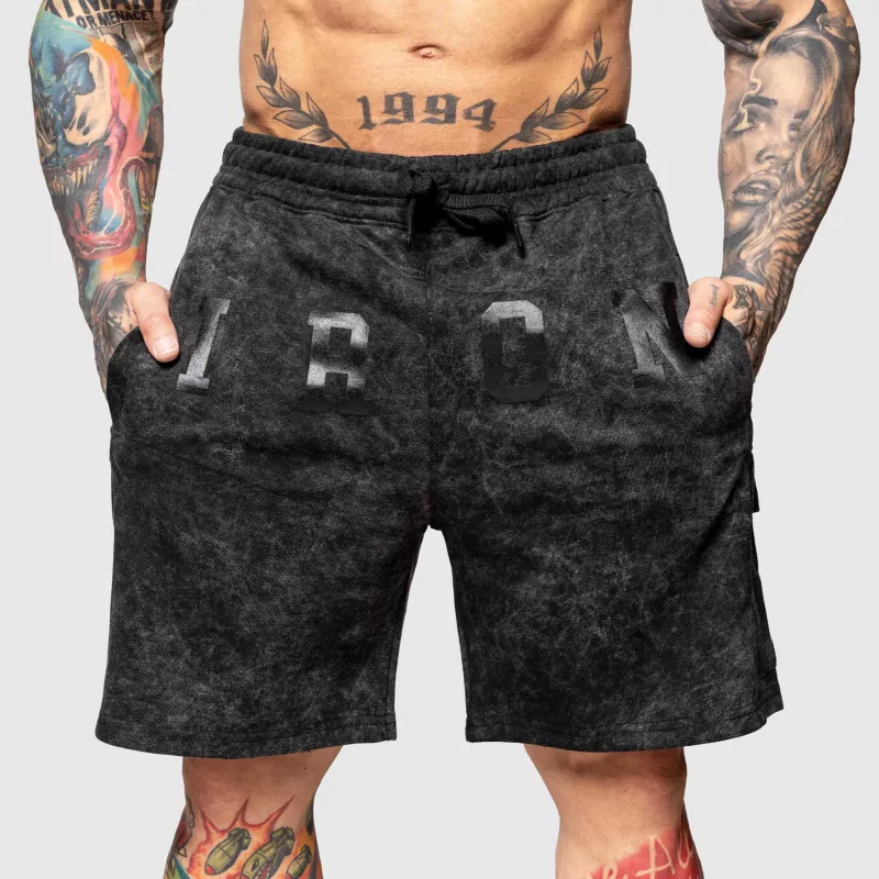 Pantaloni scurți de trening Iron Aesthetics College, washed black-5
