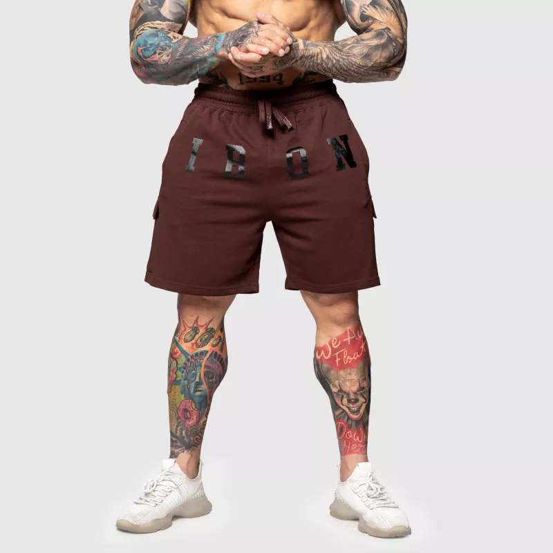Pantaloni scurți de trening Iron Aesthetics College, maro-1