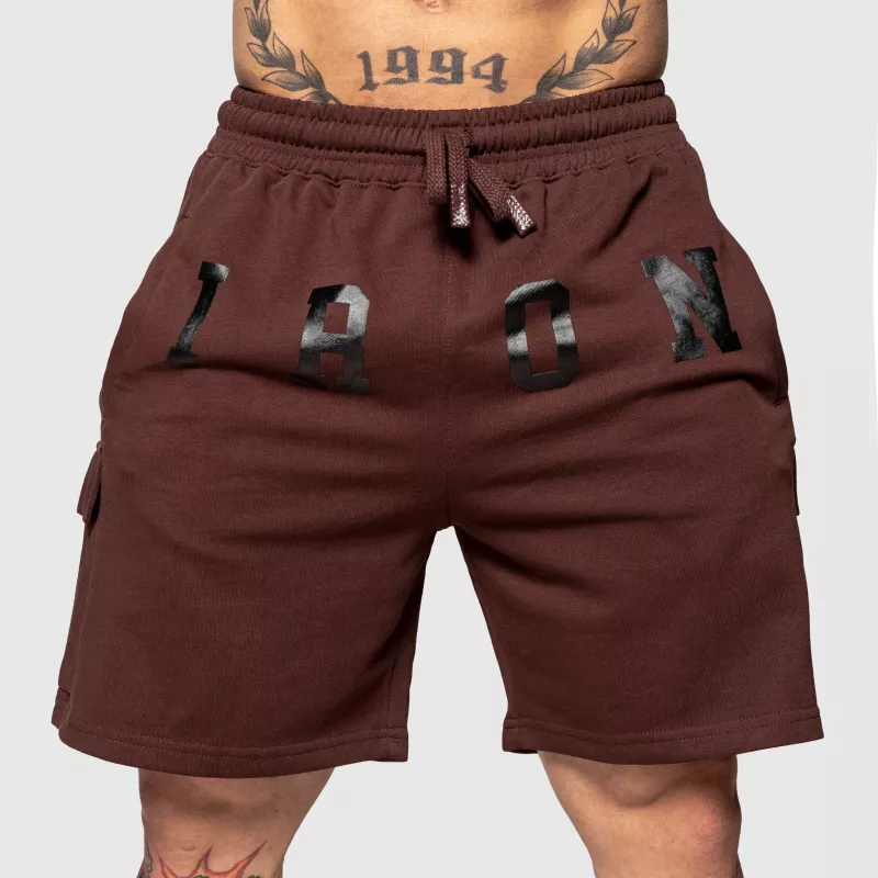 Pantaloni scurți de trening Iron Aesthetics College, maro-2