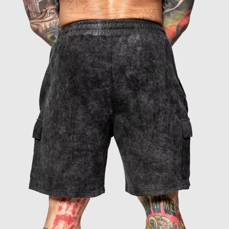 Pantaloni scurți de trening Iron Aesthetics College, washed black-4