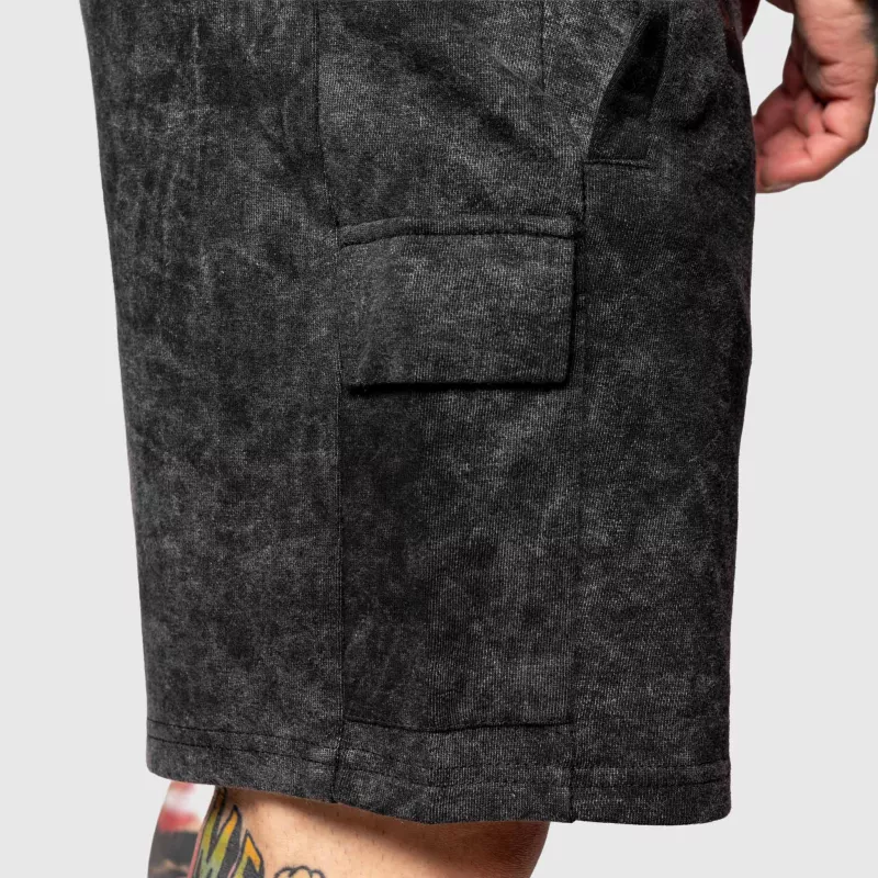 Pantaloni scurți de trening Iron Aesthetics College, washed black-7