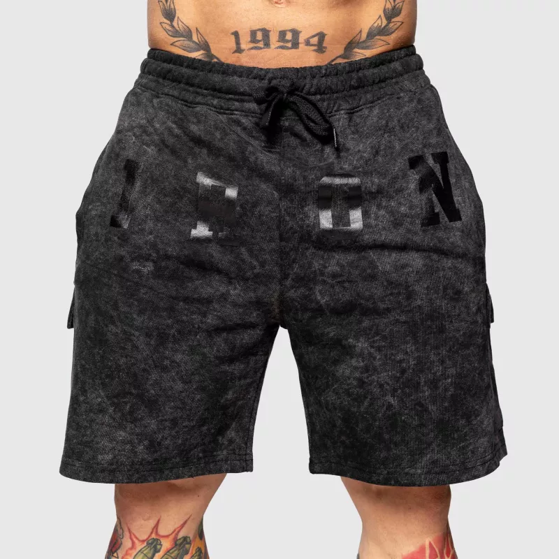 Pantaloni scurți de trening Iron Aesthetics College, washed black-9