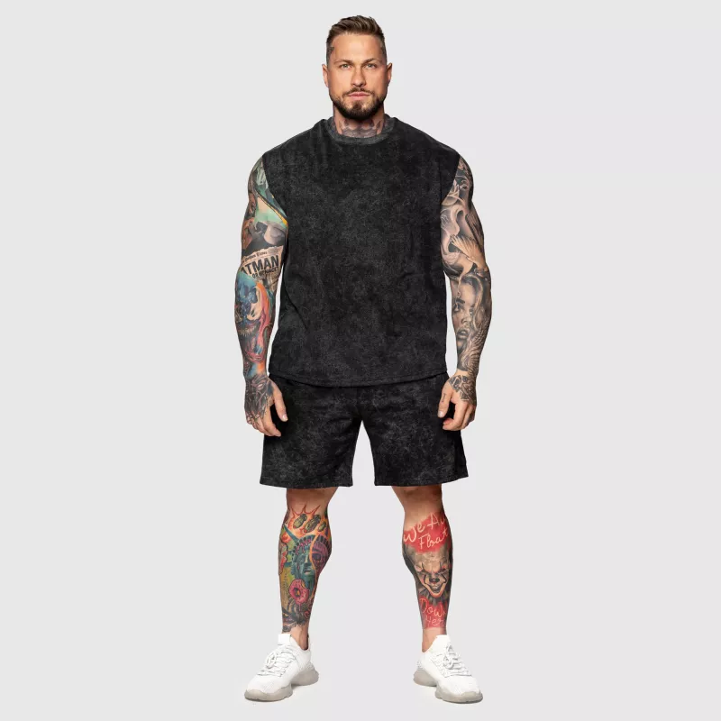 Pantaloni scurți de trening Iron Aesthetics College, washed black-10