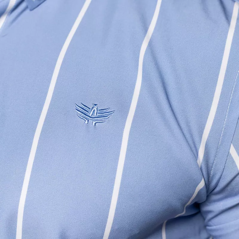 Cămașă stretch Iron Aesthetics Short Stripe, albastră-6