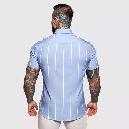 Cămașă stretch Iron Aesthetics Short Stripe, albastră