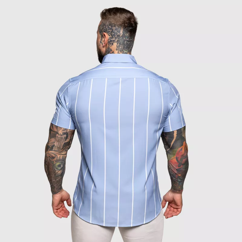 Cămașă stretch Iron Aesthetics Short Stripe, albastră-2