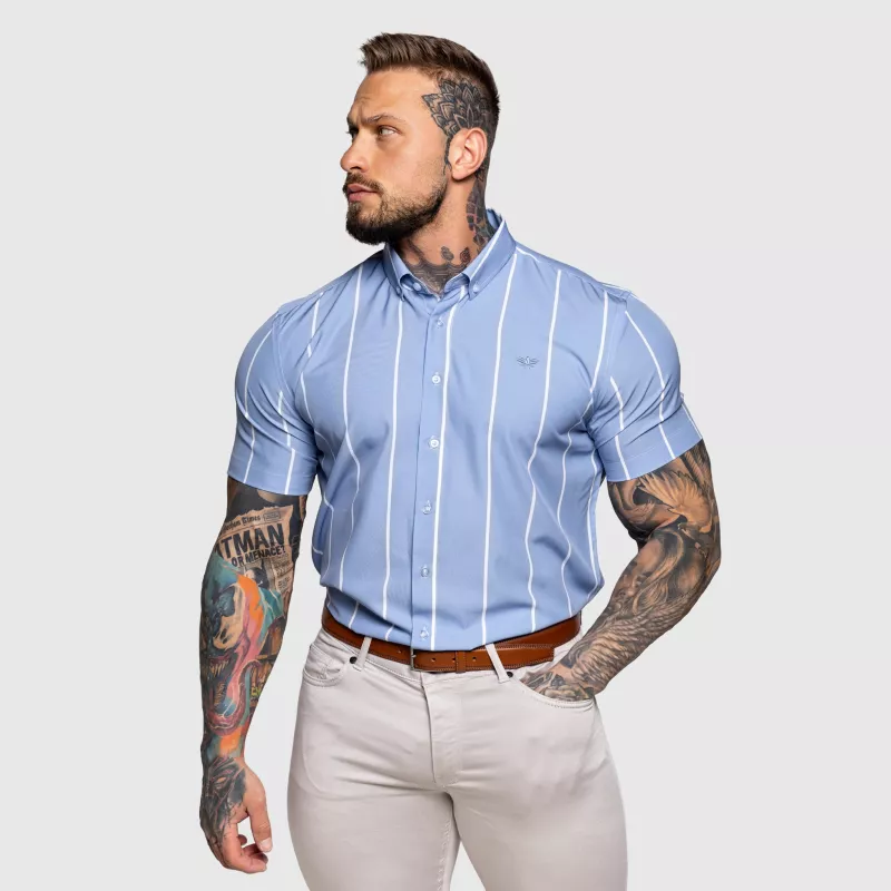 Cămașă stretch Iron Aesthetics Short Stripe, albastră-4