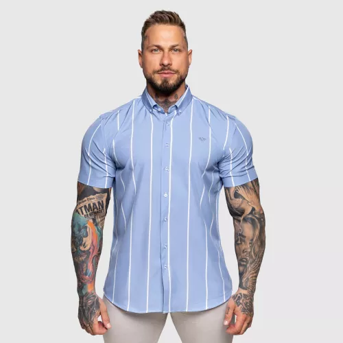 Cămașă stretch Iron Aesthetics Short Stripe, albastră