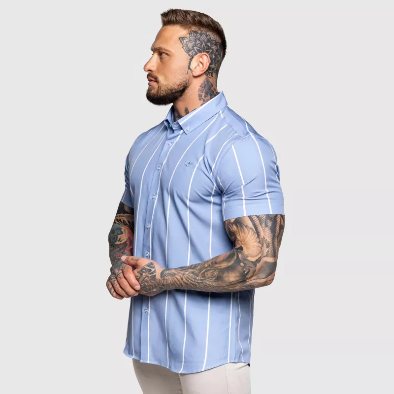 Cămașă stretch Iron Aesthetics Short Stripe, albastră-5