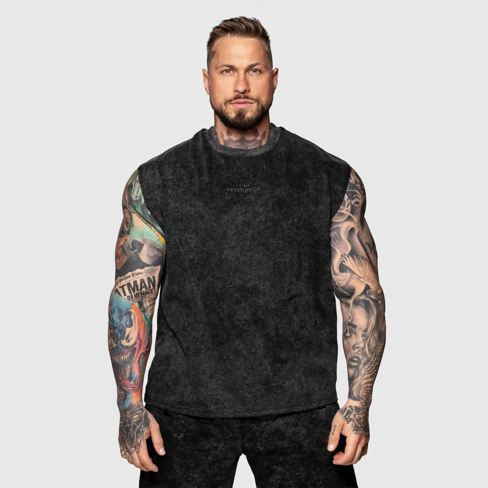 Maiou Iron Aesthetics Muscle Tee, washed black-1