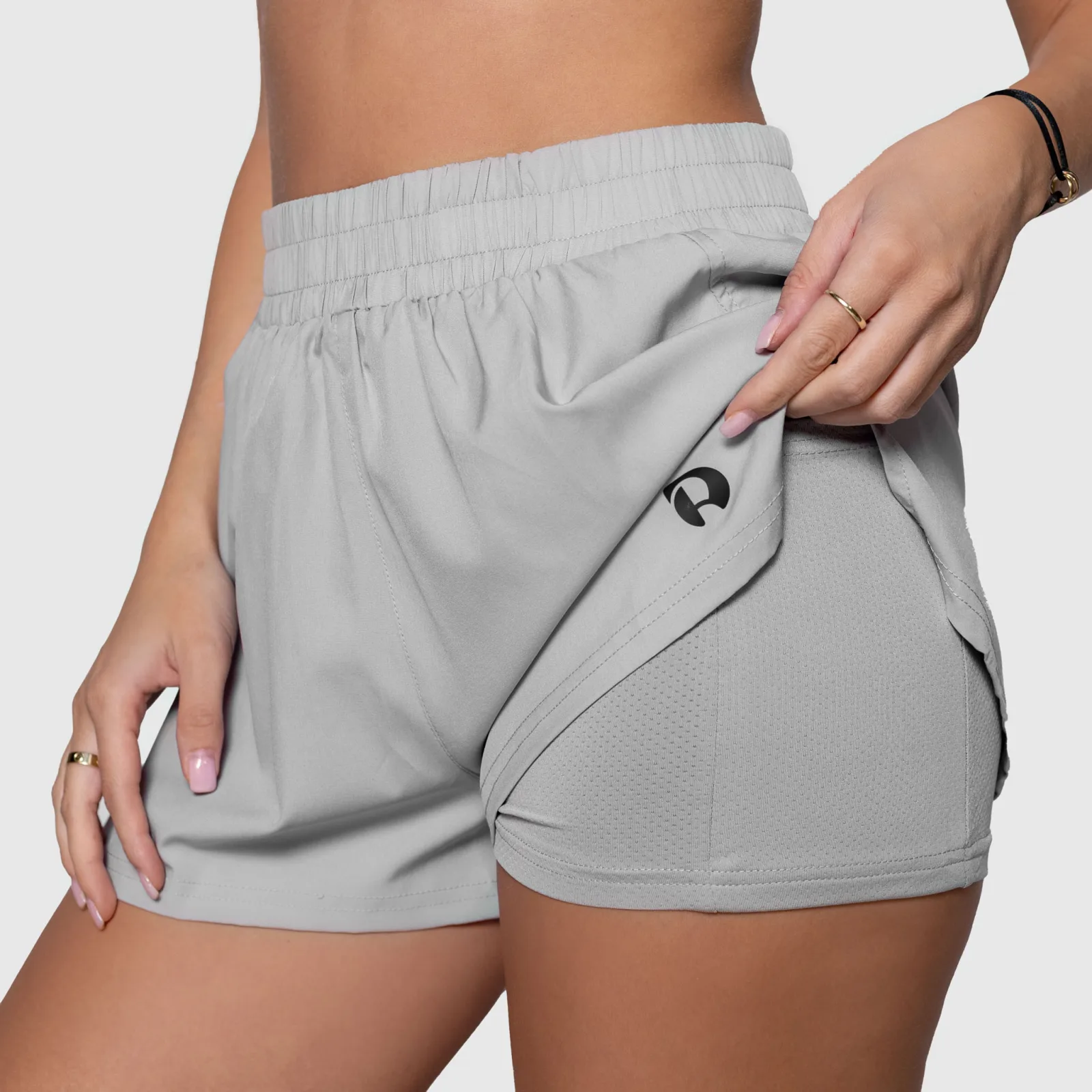 Șorturi damă Iron Aesthetics Athletic 2in1, gri-1