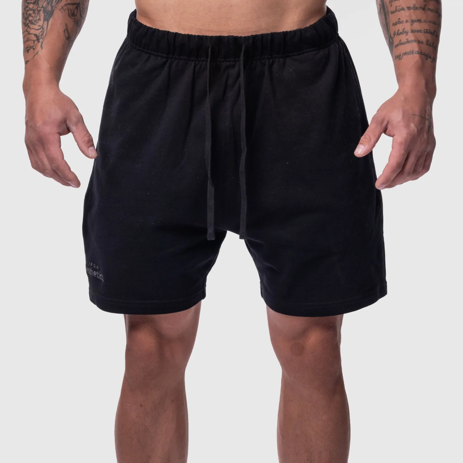 Șorturi din bumbac bărbați Iron Aesthetics Ambition, negre-1