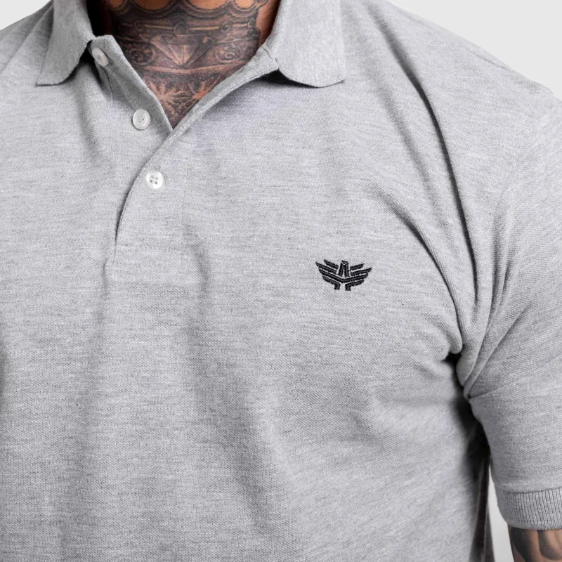 Tricou polo bărbați Iron Aesthetics Pique, gri-5