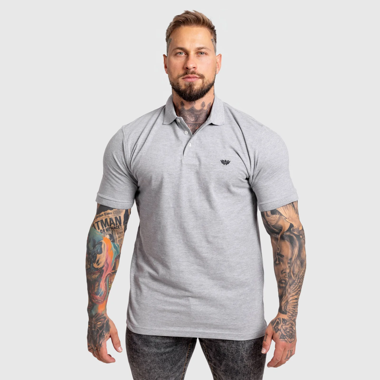 Tricou polo bărbați Iron Aesthetics Pique, gri-1