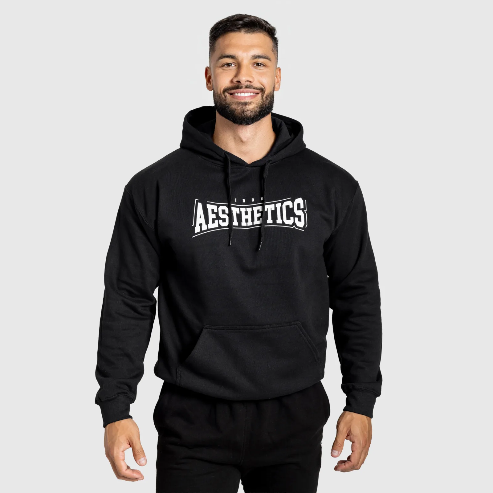 Hanorac cu glugă Iron Aesthetics Frontline, negru-1