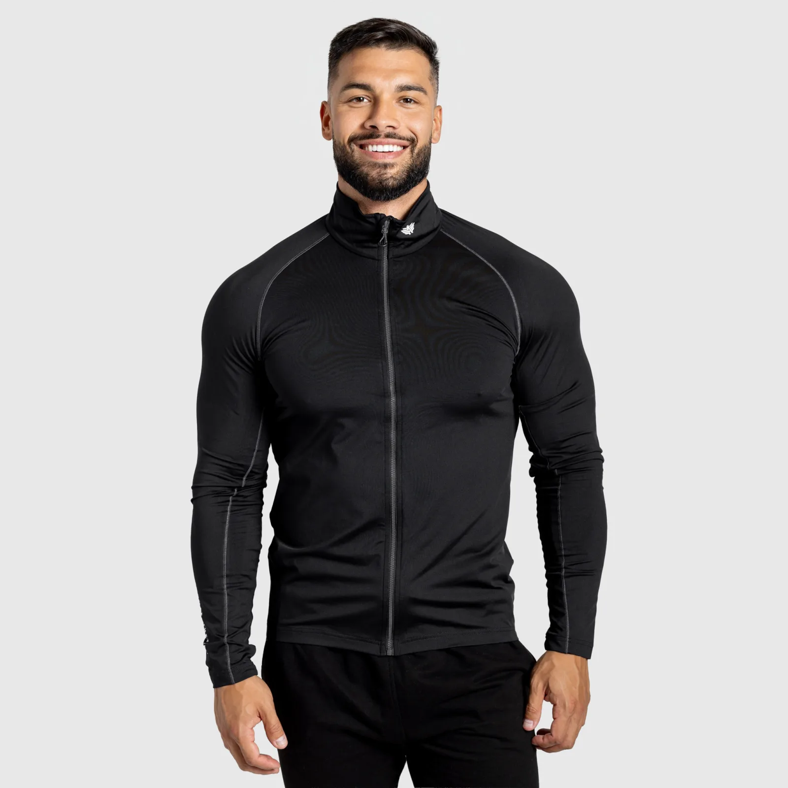 Hanorac cu fermoar bărbați Iron Aesthetics Stride, negru-1