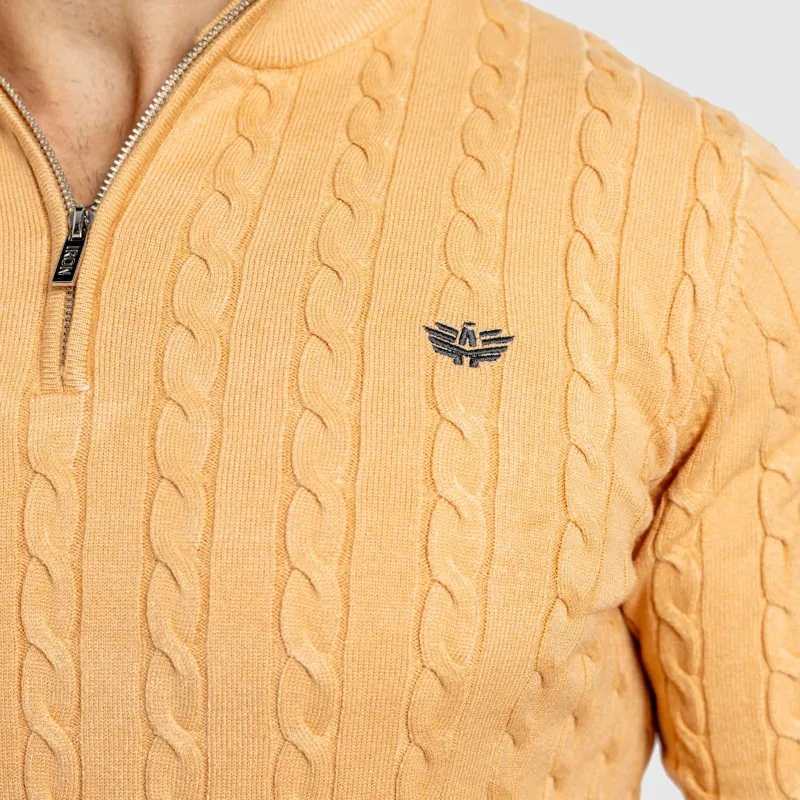 Pulover bărbați Iron Aesthetics Cable Knit, camel-7