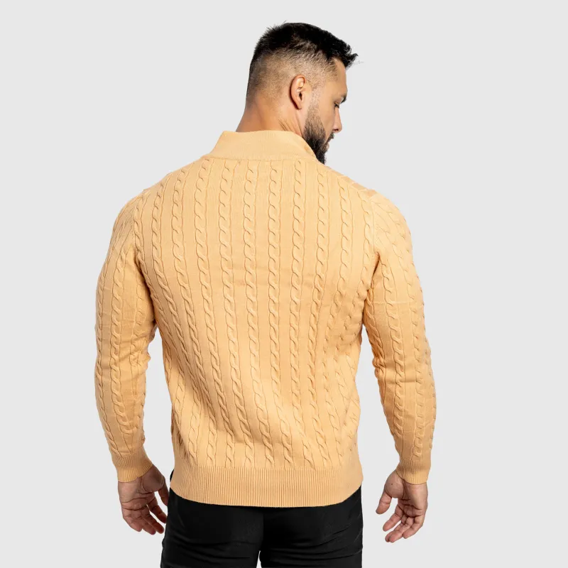 Pulover bărbați Iron Aesthetics Cable Knit, camel-4
