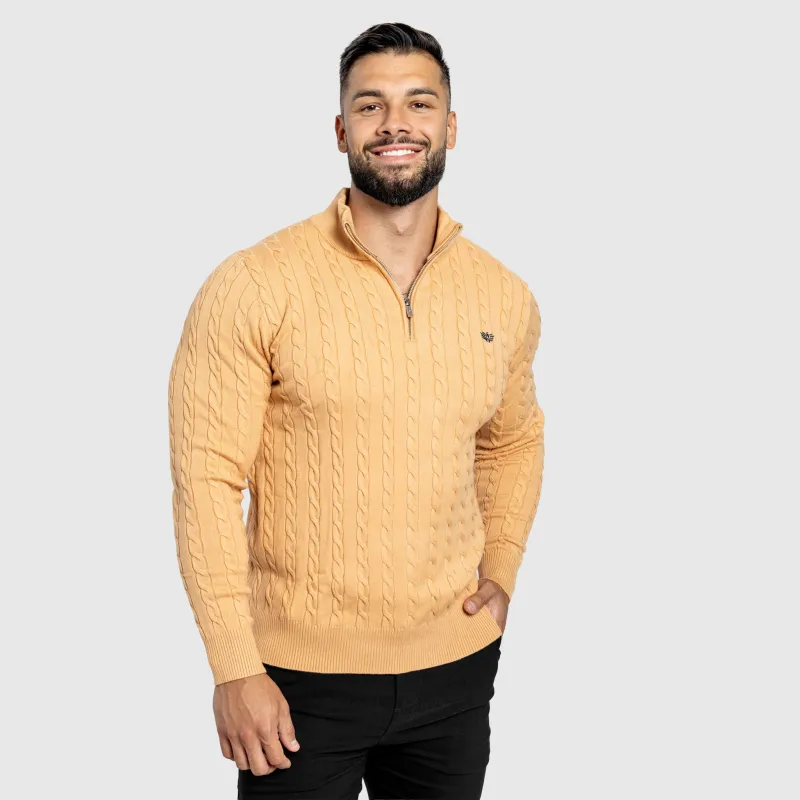 Pulover bărbați Iron Aesthetics Cable Knit, camel-6
