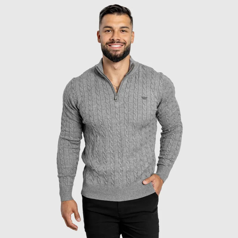 Pulover bărbați Iron Aesthetics Cable Knit, gri-4