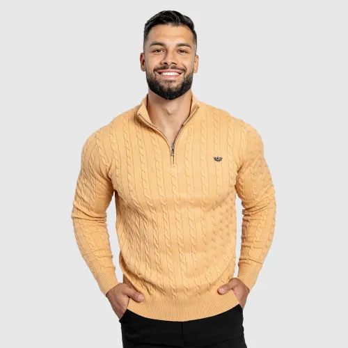 Pulover bărbați Cable Knit, camel
