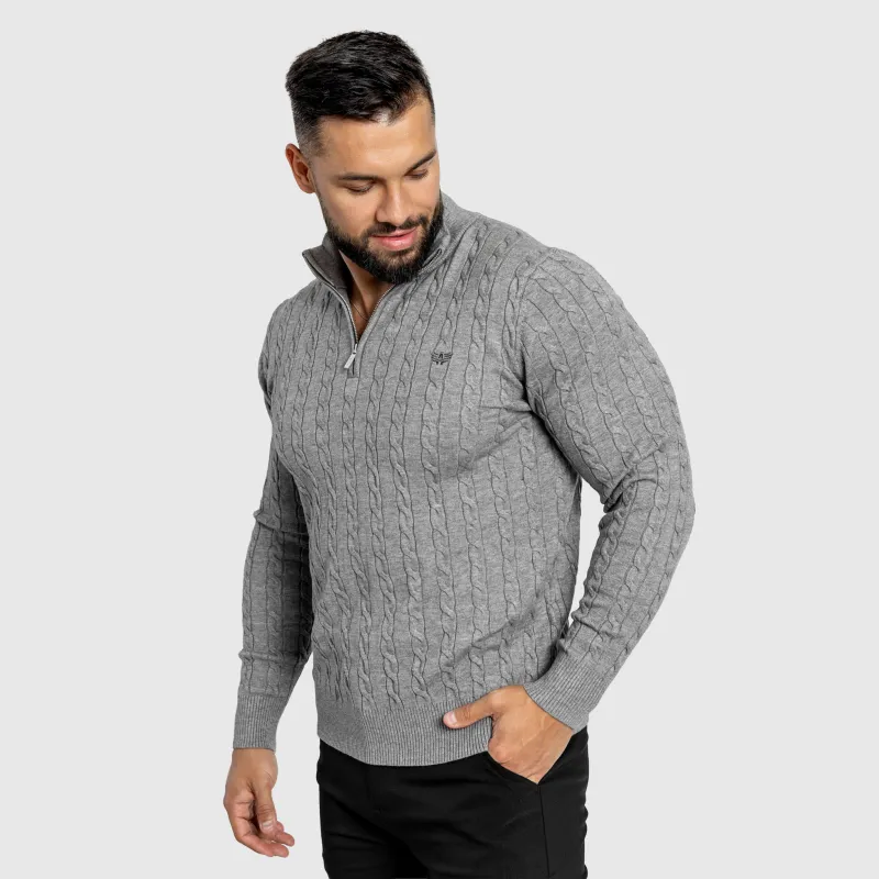 Pulover bărbați Iron Aesthetics Cable Knit, gri-6
