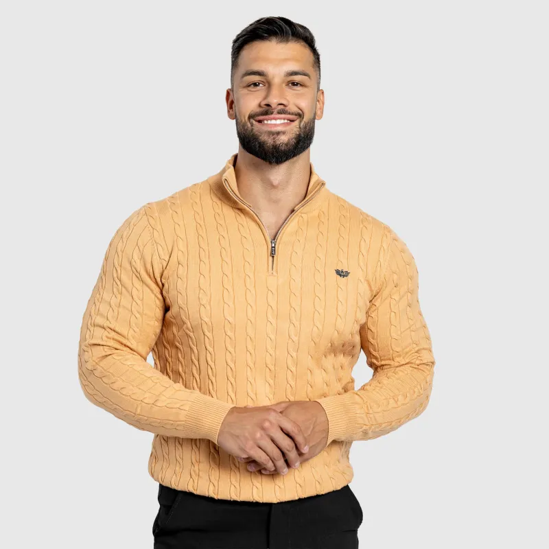 Pulover bărbați Iron Aesthetics Cable Knit, camel-3