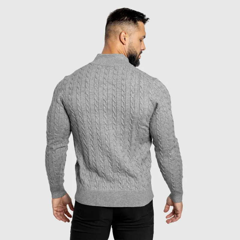 Pulover bărbați Iron Aesthetics Cable Knit, gri-7
