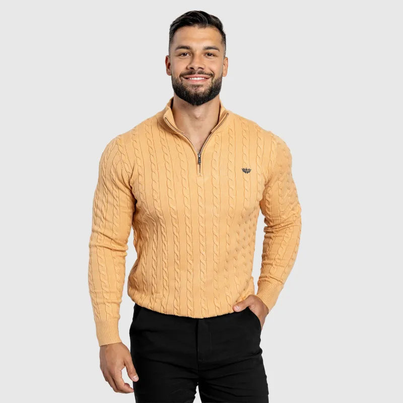 Pulover bărbați Iron Aesthetics Cable Knit, camel-1